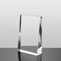 Plaque en verre cristal vierge avec logo personnalisé, trophée de récompense en forme de coin