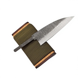 Lame de couteau de chef en acier Damas faite à la main, demi-tige, personnalisable OEM, épaisseur 3 mm, idéale pour les fabricants de couteaux - Product Image 1