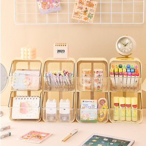Office Organizer Desktop Storage <b>Box</b> 2L Rectangle Creamy White Transparent Solid Color Standing Type For <b>Tea</b> Coffee Milk <b>Tea</b> - Product Image 4