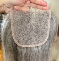 Envío Rápido, Cierre de Encaje Transparente 5*5, Color Gris Sal y Pimienta, Cabello Humano Natural Suave, Bajo Desprendimiento y Sin Enredos