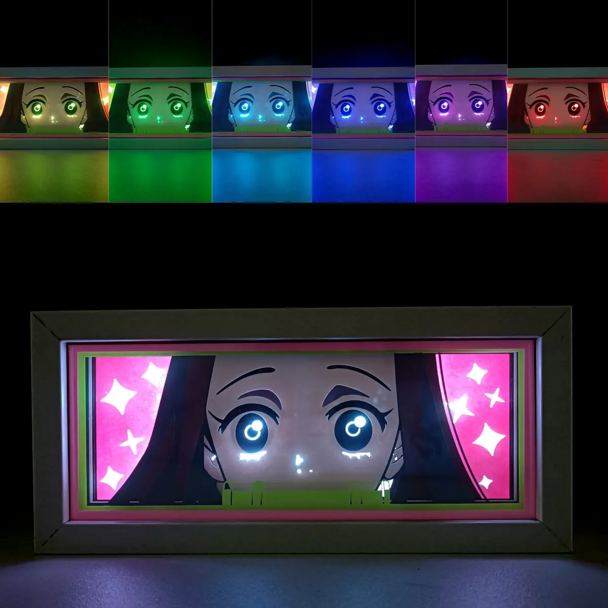 Anime Led Light Box RGB Handmade Crafted 3D Paper Carving Laser Cut Wall Lights Anime Gift Home Decor Comic Con Light