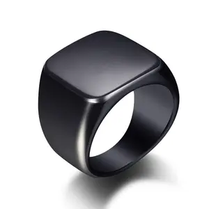 Atacado faixas de casamento de titânio preto e ouro-Anel de titânio aço acessórios, novo design, punk, suave, preto, joia, dedo largo, anel para homens, casamento
