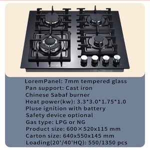 Cooking China Manufacturer Wholesale Built in <strong>Gas</strong> Hob <strong>4</strong> <strong>Burner</strong> Tempered <strong>Glass</strong> <strong>Gas</strong> Cooker <strong>Stove</strong> with Cast Iron Pan Support