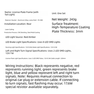 Eliminador de Guardabarros para Motocicleta, Soporte para Placa de Matrícula con Luz de Freno LED para Honda XR250R XR400R - Product Image 2