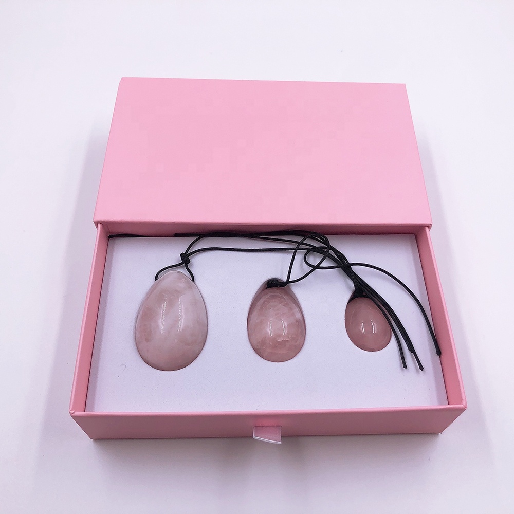 Wholesale 3pcs Natural Rose Quartz Yoni Egg Gemstone Healing Jade Roller for Massage Premium Quality Healing Tool