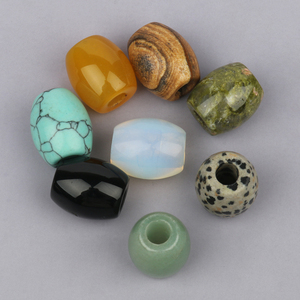 Natuurlijke zwarte agaat/unakiet steen losse kralen 18x16mm tonvormig met groot gat voor het maken van sieraden & DIY armband accessoires - Product Image 4