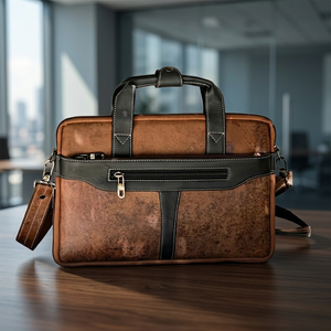 Premium Quality Men's Laptop <b>Briefcase</b> Office Use 100% Waterproof Genuine <b>Leather</b> Durable Lightweight Eco-Friendly Large - Product Image 1