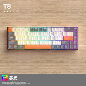 Gratis Wolf T8 RGB Keyboard Mekanik 68 Tombol Kustom Keyboard Mekanik Tablet Laptop Gaming Keyboard