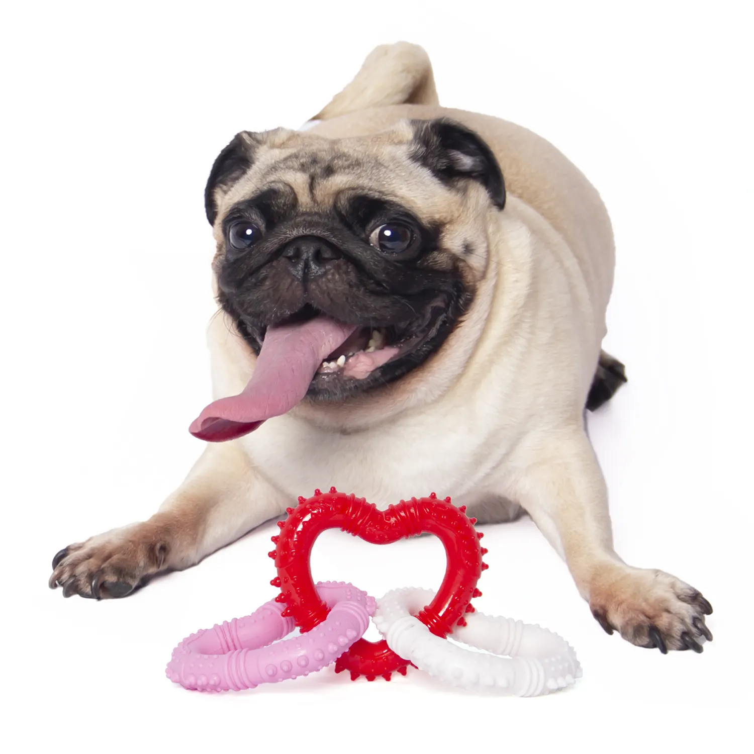 Aggressive Durable Chewing New Design Colorful Durable Solid Dog Chewing Tpr Toys For Dog+Squeaker Pet Chew Toys Valentine Heart