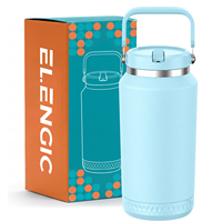 Bouteille d'eau isotherme à double paroi en acier inoxydable, anti-fuite, avec poignée, sans BPA, grande capacité, pour le camping et les sports