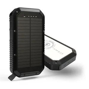 Es982s poerbank carregador solar, à prova d' água, carregador de telefone celular, banco de energia solar portátil, 20000mah 3 usb, com luz led