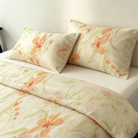 Ensemble de literie 4 pièces en coton 100% à imprimé floral, ensemble de housse de couette écologique et chaude pour l'hiver, pour hôtel et maison