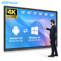 HDFocus 65 75 85 86 98 Inch 4K LCD Display Smart Board Papan Tulis Interaktif Layar Sentuh Panel Datar untuk Ruang Kelas