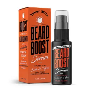 Soro de crescimento da barba com biotina e cafeína, cuidado natural para a barba, para que a barba mais grossa, completa e saudável, aumente a espessura e o volume