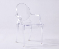 Chaise chic en plastique transparent avec bras d'fantôme, en résine, pour fête de mariage, en acrylique, livraison gratuite, vente en gros