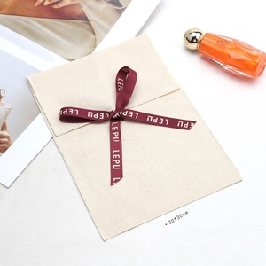 Custom Logo Printing Organic Cotton Envelope <b>Bag</b> With Ribbon Clothes Packing Handbag <b>Dust</b> <b>Bag</b> Muslin Gift Envelope Pouch - Product Image 2