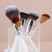 Set rias wajah kustom 9/15/30 buah, alat rias wajah Bibir wajah modis dengan pegangan kayu putih, paket kuas Eyeshadow & alis