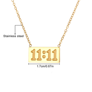 Moda <span class=keywords><strong>1111</strong></span> collar con número de Ángel para mujeres niñas impermeable acero inoxidable 18 chapado en oro Número de la suerte collares grabados - Product Image 4