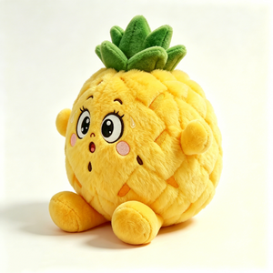 Peluche de Piña Personalizado, Adorable Peluche de Fruta Amarilla Suave con Hojas Verdes, Peluche de Piña Esponjoso - Product Image 2