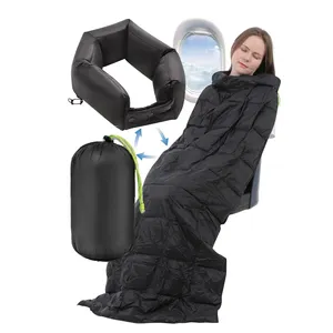 New Camping Travel Blanket Travel Pillow and Lumbar Cushion 3-Ways Airplane Travel Lightweight Down Alternative Blanket