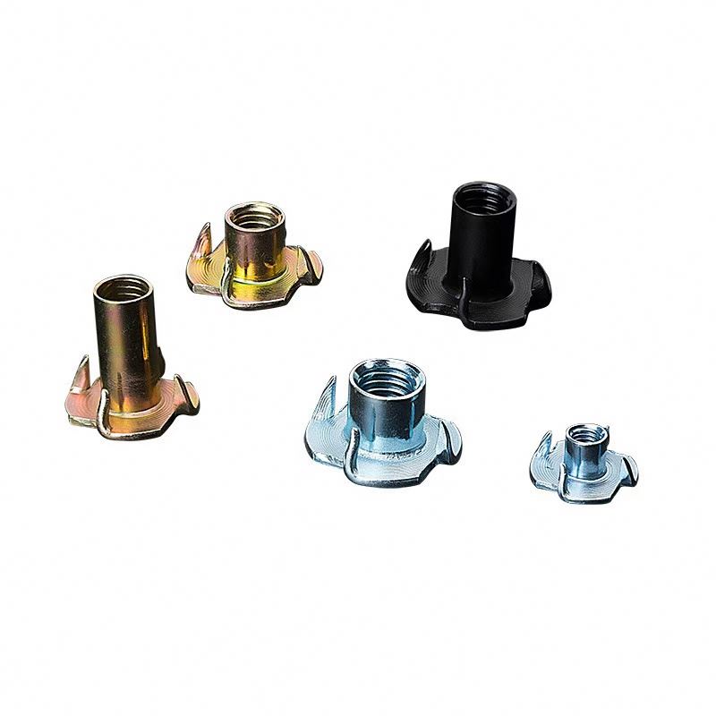 Factory Direct Sales DIN1624 T Nut With Pronge Zinc Plated Four Claw Nuts for Climbing Furniture Wood Insert Nut