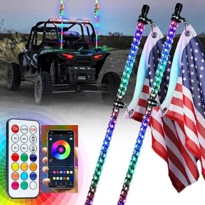 2pcs Dynamic RGB LED Whip Lights 2/3/4/<span class=keywords><strong>5</strong></span>/6ft Spiral Multicolor New UTV ATV Reverse Brake Turn Signal App RF Car Light - Product Image 6