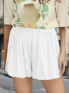 Nouvelles industries lourdes modernes paillettes européennes taille haute shorts femmes nouveau 2024 élastique ample jambe large pantalons chauds pantalons décontractés - Product Image 3