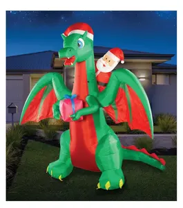 تنين عيد الميلاد قابل للنفخ بالجملة مع أجنحة متحركة تنين قابل للنفخ أخضر كبير