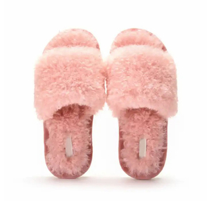 Pantoufles confortables à bout ouvert hiver intérieur extérieur maison dames moelleux diapositives en peluche fausse fourrure pantoufles pour femmes - Product Image 5