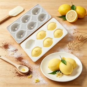 6-Cavity 3D Lemon Silicone Mold For Mousse Cake Baking Ice Cube Making White Baking Mold - Product Image 1