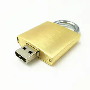 Newest cheap gift Metal USB Stick new design Gold lock shape USB Flash Drive 4gb for with Laser Logo