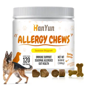 Производитель добавок HANYUN- Pet, лучший продавец, иммунная добавка от аллергии для собак-с Омега-3, дикий Аляскинский лосось, рыбий жир и