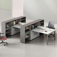 Poste de travail de bureau moderne avec cloison, pour 1, 2 ou 4 personnes, avec armoire de rangement latérale, serrure mécanique, panneau écologique de classe E0