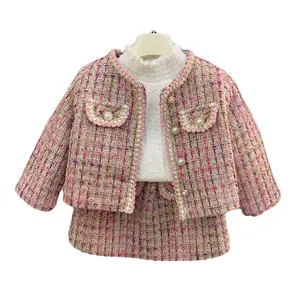 New Girl's Fragrance Set Spring and Autumn Children's Net Infrared Set Autumn Girl Short Skirt Fashionable Two Piece Set