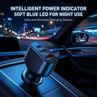 Kompakt Üçlü Portlu Araç Şarj Cihazı PD USB-C + Çift USB Portlu LED Gösterge Işığı Evrensel 12V/24V Araç Çakmak Şarj Cihazı