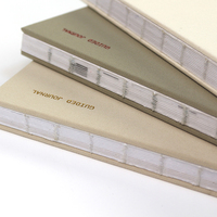 Diario Libreta A5 de Tapa Dura con Lomo Visto, Tela de Lino Impresa Personalizada, Logotipo Personalizado con Estampado en Oro o Plata y Hojas Rayadas