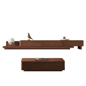 Hot Sale <strong>Tv</strong> <strong>Stand</strong> and Coffee Table Walnut <strong>High</strong> Quality Wood Furniture Floor Standing <strong>TV</strong> Cabinet - Product Image 6