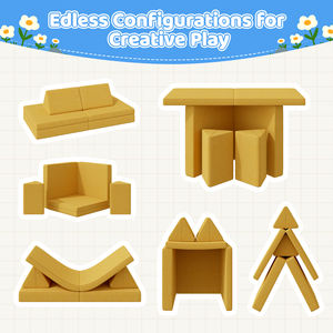 Sofá Modular Infantil en Forma de Cuadrado, Sofá de Juego para Niños, Funda Extraíble, Cojín de Espuma Convertible para Apartamento o Escuela - Product Image 2