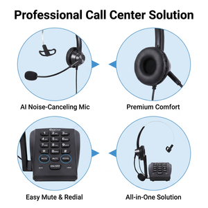 Auriculares para Centro de Llamadas con Teclado Telefónico y Micrófono con Cancelación de Ruido, Dialer Analógico para Oficina y <span class=keywords><strong>Telemarketing</strong></span> TC200+F750 - Product Image 2