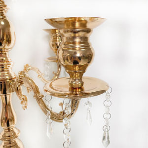 Modern Professional Simple Gold Crystal Beaded Iron <b>Candle</b> Holder Tall for <b>Wedding</b> Centerpiece Table Decoration - Product Image 4