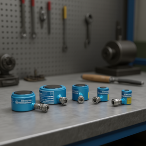 Ttake Single-Acting Hydraulic Cylinders Compact Line Blue Body With Metal Fittings For Industrial Use - Product Image 3