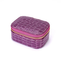 Vente en gros de boîte à bijoux en cuir PU avec fermeture éclair pour l'organisation de bijoux