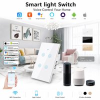 Interrupteur mural intelligent Wi-Fi et BLE double mode US, 1/2/3/4 gangs, panneau tactile avec fil neutre, compatible avec l'application Tuya Smart Life