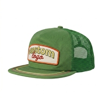 Gorra Trucker Personalizada de Perfil Alto, Estructurada, de 5 Paneles, con Cierre a Presión, de Sarga de Algodón, Sólida, con Logotipo Bordado y Cuerda