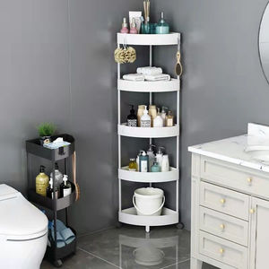 Estante de Esquina Minimalista de Plástico para Baño, Estante Circular Independiente para Almacenamiento en Baño y Vestidor, Diseño Duradero - Product Image 4
