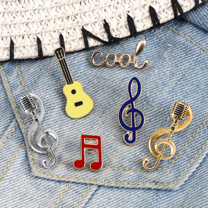 Mode guitare Microphone métal Badges Piano Notes épinglettes musicien broches Note de musique émail broche - Product Image 1