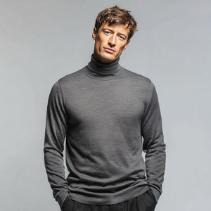 Heren extra fijne merinowol trui met hoge hals, ademend, casual voor de lente - Product Image 1