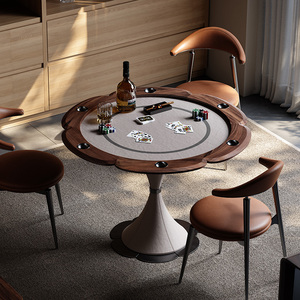 Mesa de póquer de nogal negro norteamericano de gama alta <span class=keywords><strong>minimalista</strong></span> italiana Villa sala de estar entretenimiento mesa de <span class=keywords><strong>ajedrez</strong></span> y cartas - Product Image 1