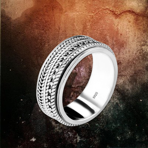 Anel Rotativo de Prata S925 Feito à Mão BOCAI Taiyin, Joia Masculina Artística <span class=keywords><strong>Retro</strong></span> e Moderna - Product Image 1