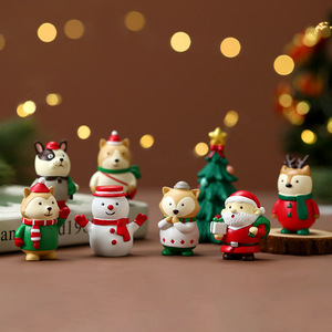 Christmas Figurine Set Resin Craft Decorations Indoor Living Room Santa Snowman Animal Ornaments - Product Image 1